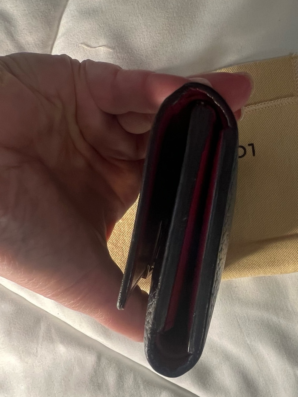 Louis Vuitton Black Pebbled Leather Compact Wallet with Gold LV Emblem - Picture 15 of 16